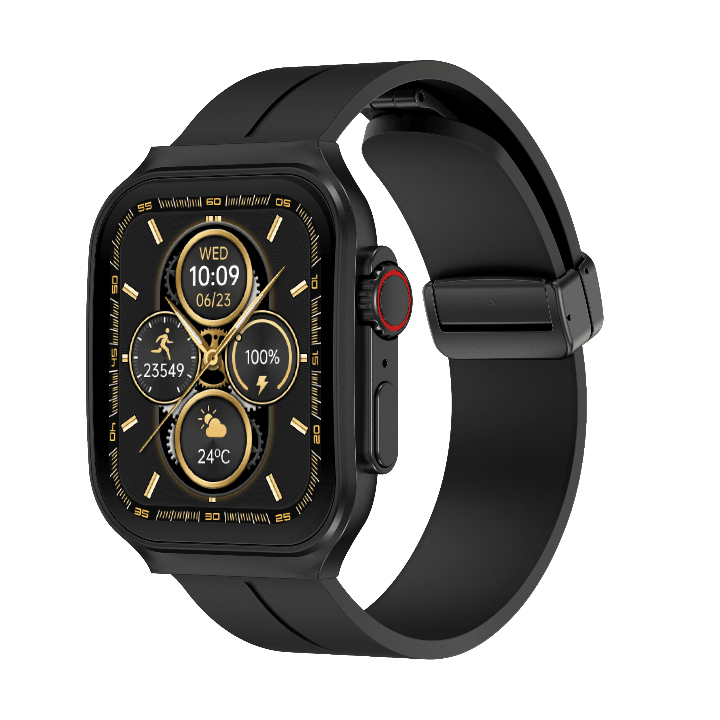FUT88 black smartwatch shown at an angle