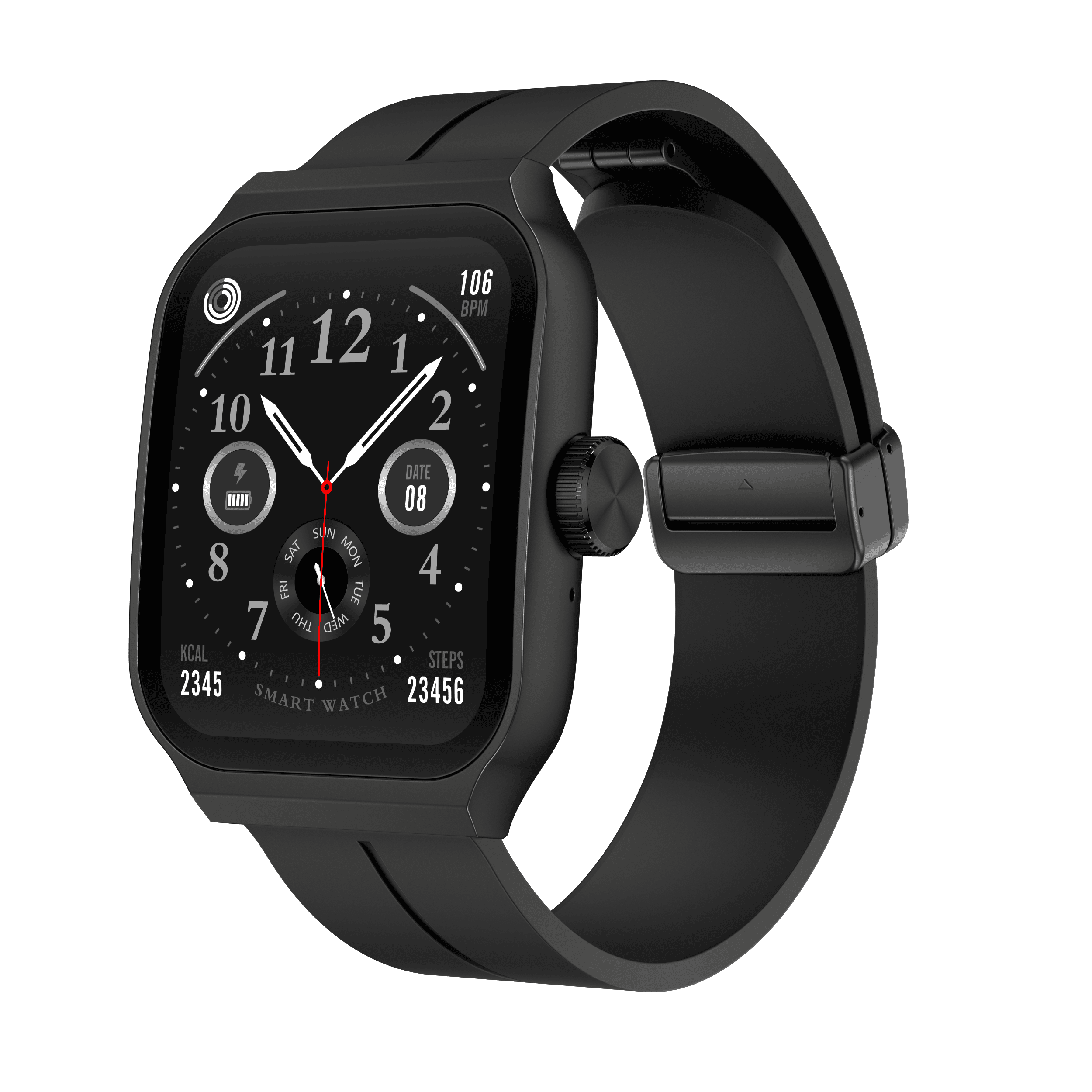 OA89 black AMOLED smartwatch shown at an angle